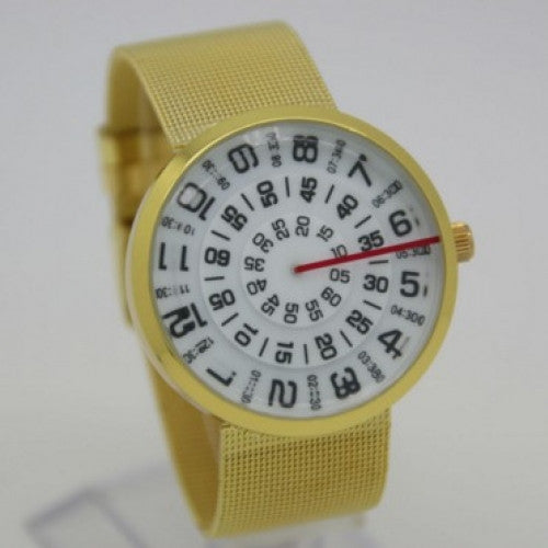 Unique Luxury Men Gold Stainless Steel Watch