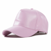 Solid Color Leather Snapback Baseball Cap