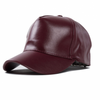 Solid Color Leather Snapback Baseball Cap