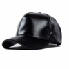 Solid Color Leather Snapback Baseball Cap