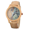Clockface designed Bamboo & Leather Wristwatch Geneva Big Dial Male Female Quartz Clocks
