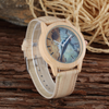 Clockface designed Bamboo & Leather Wristwatch Geneva Big Dial Male Female Quartz Clocks