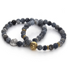 Lion Head Buddha Beads Natural Stone Bracelet Mens Style 2016
