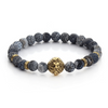 Lion Head Buddha Beads Natural Stone Bracelet Mens Style 2016