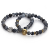Lion Head Buddha Beads Natural Stone Bracelet Mens Style 2016